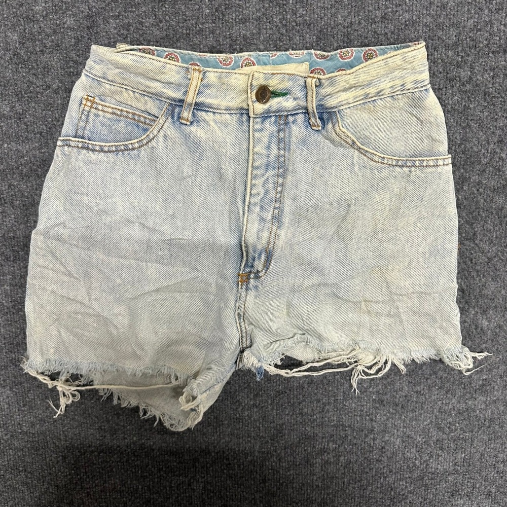 Bongo Denim Shorts Womens Size 9 Light Wash High Waisted Distressed Raw Hem